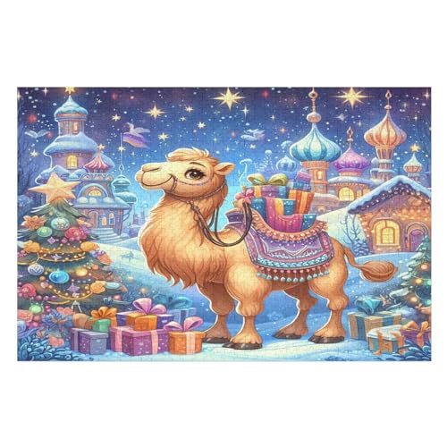 Süßes Kamel -Puzzle, 1000 Teile,Holzpuzzle Für Erwachsene Kinder, Lustiges Spielzeug, Denkspiel, Bildungsspiel, （75×50cm） von LLXXHH