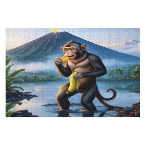 Tier AFFE Puzzle 1000 Teile, Holzpuzzle Für Erwachsene Kinder, Impossible Puzzles, Geschicklichkeitsspiel Für Die Ganze Familie （75×50cm） von LLXXHH
