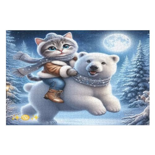 Tier Bär Puzzles 1000 Teile Erwachsener Kniffel Spaß Für Die Ganze Familie, Holzpuzzle Kinder Erwachsene, Impossible Puzzle Schwer （75×50cm） von LLXXHH