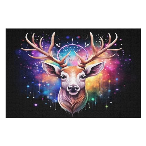 Tier Hirsch Puzzles 1000 Teile Erwachsener Kniffel Spaß Für Die Ganze Familie, Holzpuzzle Kinder Erwachsene, Impossible Puzzle Schwer （75×50cm） von LLXXHH