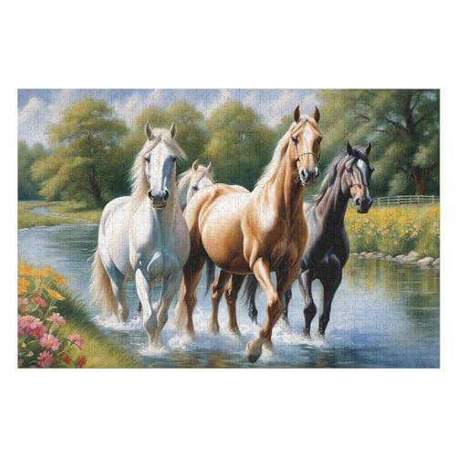 Tier Horse 1000 Teile Holzpuzzle,einzigartiges Puzzle, Geschenk Für Erwachsene,Familienspiel,Herausforderungsaktivität,（75×50cm） von LLXXHH