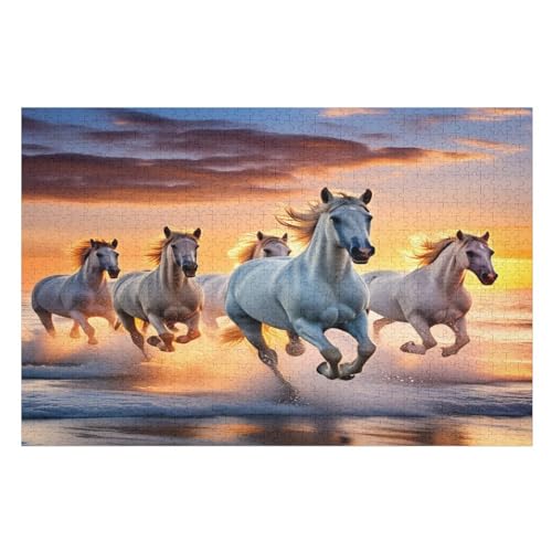 Tier Horse Holzpuzzle Für Erwachsene Teenager Stress Abbauen Familien-Puzzlespiel Poster 1000-teiliges Puzzle Kinder Lernspiel （75×50cm） von LLXXHH