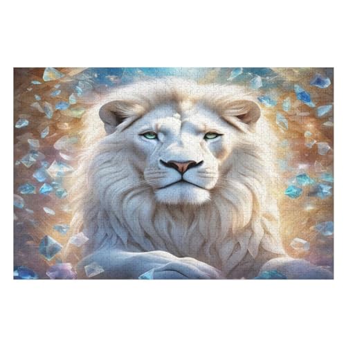 Tier Löwe 1000 Teile Puzzles Für Erwachsene, Impossible Puzzle, Geschicklichkeitsspiel Für Die Ganze Familie, Kinder Holzpuzzle （75×50cm） von LLXXHH
