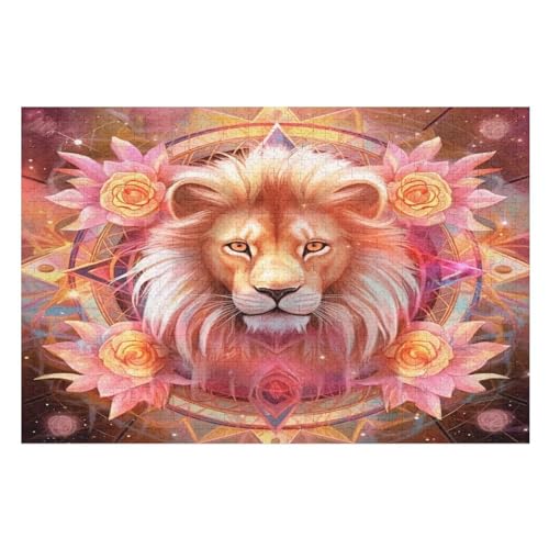 Tier Löwe Holzpuzzle Für Erwachsene Teenager Stress Abbauen Familien-Puzzlespiel Poster 1000-teiliges Puzzle Kinder Lernspiel （75×50cm） von LLXXHH