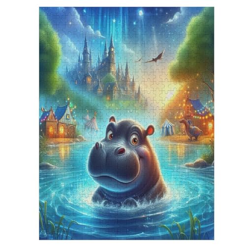 Tierisches NilHorse Puzzle 500 Teile, Holzpuzzle Herausforderndes Geschicklichkeitsspiel, Kinder Erwachsenenpuzzle Ab 12 Jahren 55×41cm von LLXXHH