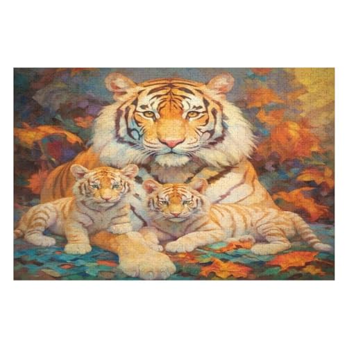 Tiger Holzpuzzle 1000 Teile, Knobelspiele Für Erwachsene, Teenager, Puzzles Unmögliche - Kinder Puzzle Zimmer Deko （75×50cm） von LLXXHH