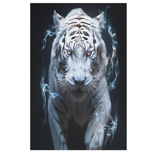 Tiger Holzpuzzle 1000 Teile, Knobelspiele Für Erwachsene, Teenager, Puzzles Unmögliche - Kinder Puzzle Zimmer Deko 78×53cm von LLXXHH