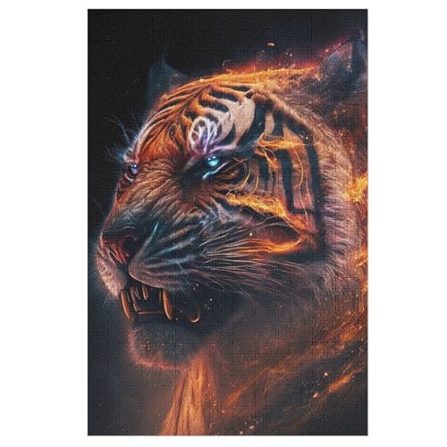 Tiger Holzpuzzle - 1000 Teiliges Jigsaw Knobelspiel - Puzzle Für Erwachsene & Kinder - Outdoor & Reisespielzeug 78×53cm von LLXXHH