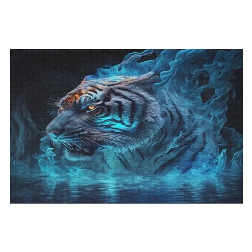 Tiger Puzzle 1000 Teile, Holzpuzzle Herausforderndes Geschicklichkeitsspiel Für Die Ganze Familie, Kinder Erwachsenenpuzzle Ab 12 Jahren （75×50cm） von LLXXHH