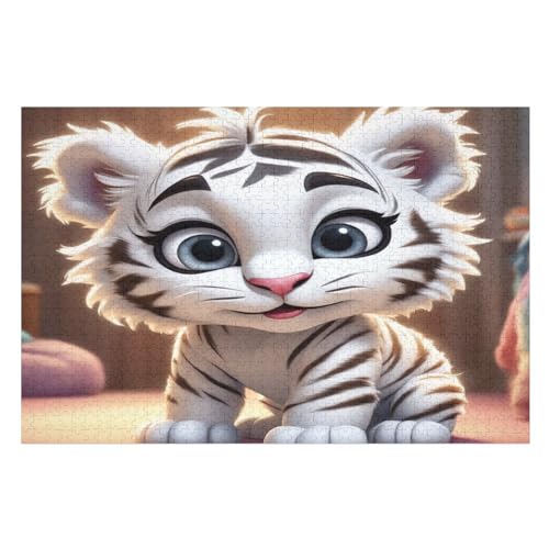 Tiger Puzzle 1000 Teile, Holzpuzzle Herausforderndes Geschicklichkeitsspiel Für Die Ganze Familie, Kinder Erwachsenenpuzzle Ab 12 Jahren （75×50cm） von LLXXHH