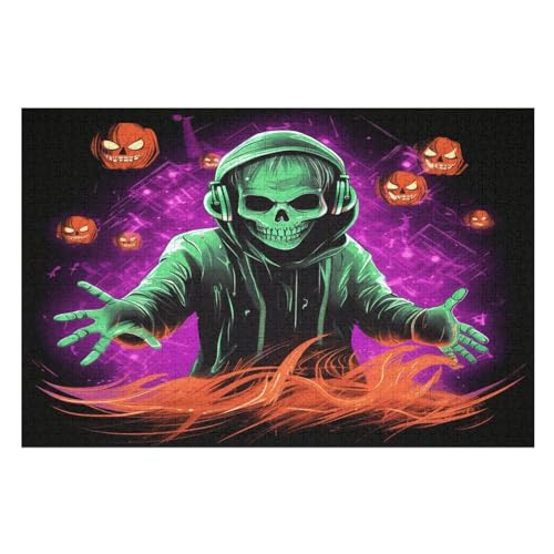 Totenkopf Holzpuzzle 1000 Teile, Knobelspiele Für Erwachsene, Teenager, Puzzles Unmögliche - Kinder Puzzle Zimmer Deko （75×50cm） von LLXXHH