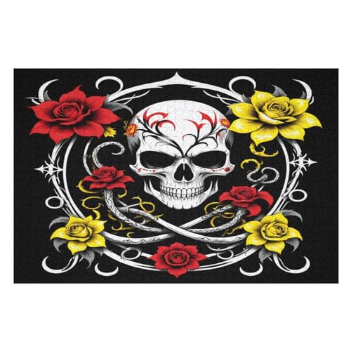 Totenkopf-Puzzlespiel Aus Holz, 1000 Puzzleteile, Puzzle Für Teenager Und Erwachsene, Kreatives Spielzeug, Puzzles, （75×50cm） von LLXXHH