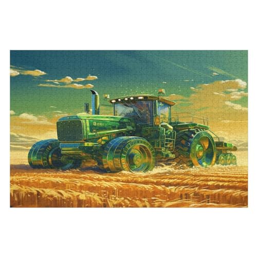 Traktor Holzpuzzle - 1000 Teiliges Jigsaw Knobelspiel - Puzzle Für Erwachsene & Kinder - Outdoor & Reisespielzeug （75×50cm） von LLXXHH
