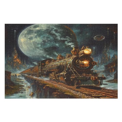 Traumzug -Puzzle, 1000 Teile,Holzpuzzle Für Erwachsene Kinder, Lustiges Spielzeug, Denkspiel, Bildungsspiel, （75×50cm） von LLXXHH