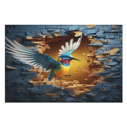 Vogel Holzpuzzle - 1000 Teiliges Jigsaw Knobelspiel - Puzzle Für Erwachsene & Kinder - Outdoor & Reisespielzeug （75×50cm） von LLXXHH