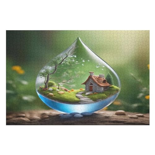 Wassertropfen Holzpuzzle 1000 Teile, Knobelspiele Für Erwachsene, Teenager, Puzzles Unmögliche - Kinder Puzzle Zimmer Deko （75×50cm） von LLXXHH