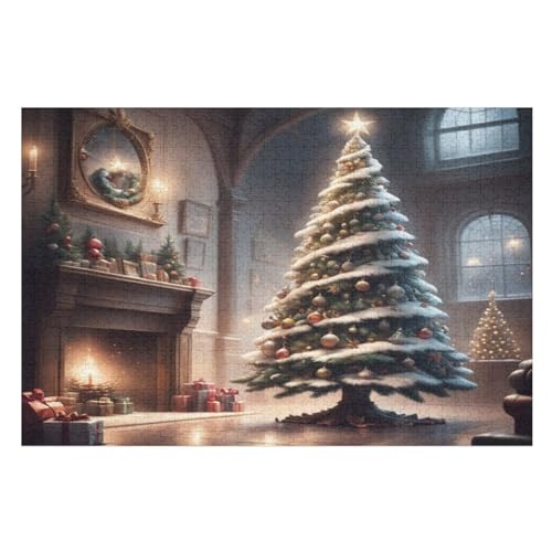 Weihnachtsbaum 1000 Teile Puzzles Für Erwachsene, Impossible Puzzle, Geschicklichkeitsspiel Für Die Ganze Familie, Kinder Holzpuzzle （75×50cm） von LLXXHH