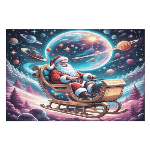 Weihnachtsmann Puzzle 1000 Teile, Holzpuzzle Für Erwachsene Kinder, Impossible Puzzles, Geschicklichkeitsspiel Für Die Ganze Familie （75×50cm） von LLXXHH