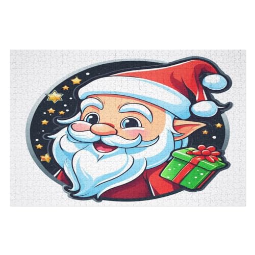 Weihnachtsmann Puzzle 1000 Teile, Holzpuzzle Für Erwachsene Kinder, Impossible Puzzles, Geschicklichkeitsspiel Für Die Ganze Familie （75×50cm） von LLXXHH