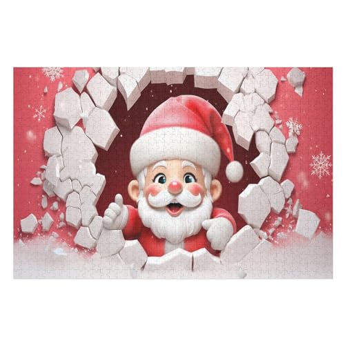 Weihnachtsmann-Puzzlespiel Aus Holz, 1000 Puzzleteile, Puzzle Für Teenager Und Erwachsene, Kreatives Spielzeug, Puzzles, （75×50cm） von LLXXHH