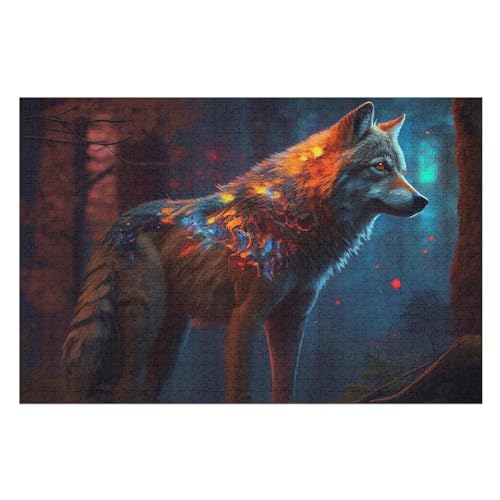 Wolf 1000 Teile Puzzles Für Erwachsene, Impossible Puzzle, Geschicklichkeitsspiel Für Die Ganze Familie, Kinder Holzpuzzle （75×50cm） von LLXXHH