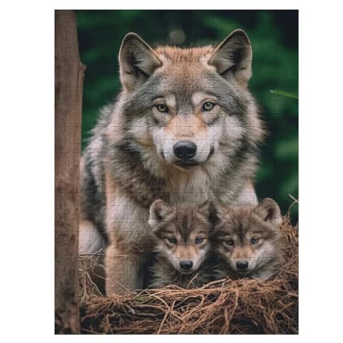 Wolf 500 Teile Puzzles, Wood Craft, Hochwertiges Modernes Puzzle, DIY, Für Erwachsene Und Kinder Ab 12 Jahren, 55×41cm von LLXXHH