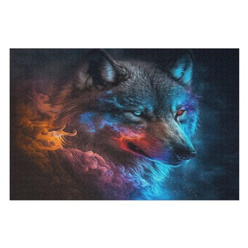 Wolf Holzpuzzle 1000 Teile, Knobelspiele Für Erwachsene, Teenager, Puzzles Unmögliche - Kinder Puzzle Zimmer Deko （75×50cm） von LLXXHH