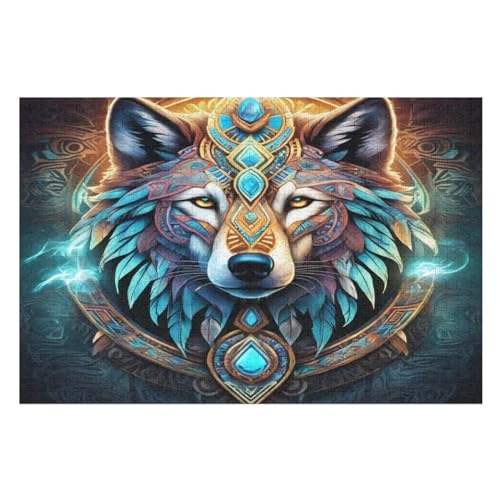 Wolf Holzpuzzle 1000 Teile Klassische Puzzles Erwachsene Kinder Puzzle DIY Kit Holzspielzeug Einzigartiges Geschenk （75×50cm） von LLXXHH