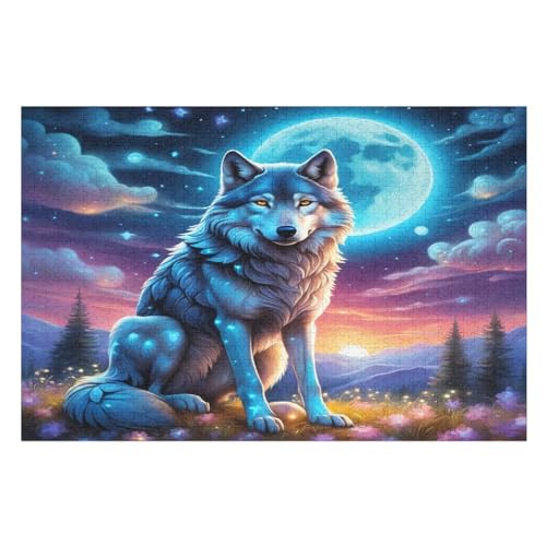 Wolf Puzzle 1000 Teile, Holzpuzzle Für Erwachsene Kinder, Impossible Puzzles, Geschicklichkeitsspiel Für Die Ganze Familie （75×50cm） von LLXXHH