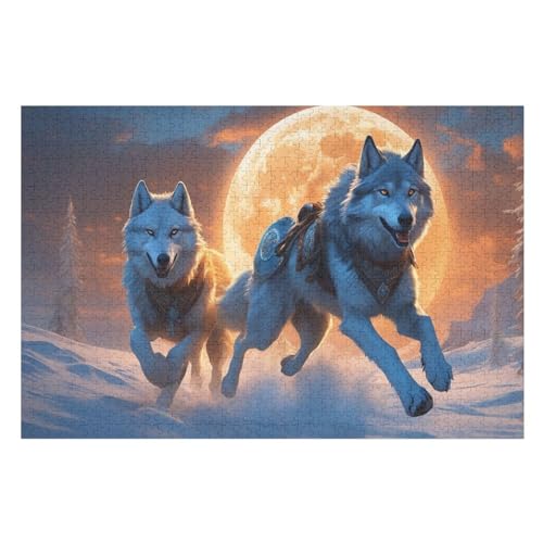 Wolf Puzzle Für Erwachsene,1000-teiliges Puzzles, Für Kinder,Holzpuzzle,Lernspielzeug, （75×50cm） von LLXXHH