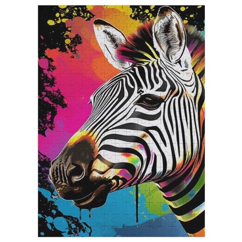 Zebra 300 Teile Puzzles Für Erwachsene,Holzpuzzle - Verringerter Druck Schwieriges Unmögliche Puzzle Für Erwachsene 12+ Kinder 42×30cm von LLXXHH