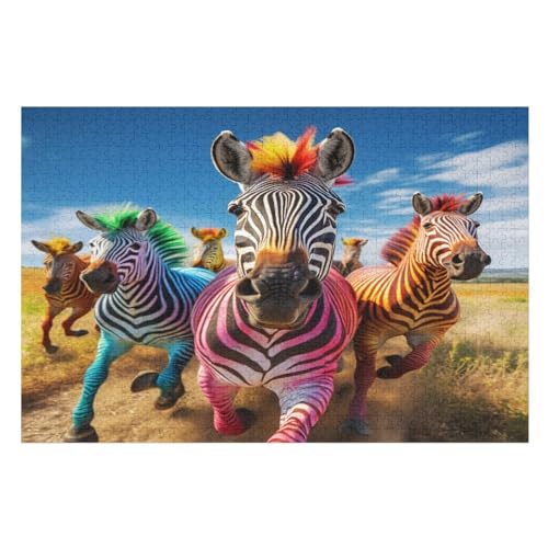 Zebra Holzpuzzle 1000 Teile Klassische Puzzles Erwachsene Kinder Puzzle DIY Kit Holzspielzeug Einzigartiges Geschenk （75×50cm） von LLXXHH