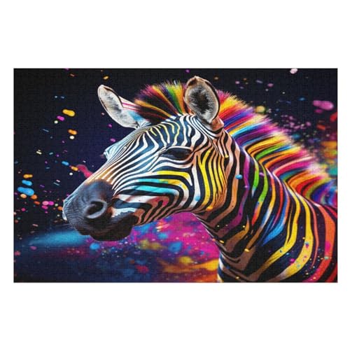 Zebra Holzpuzzle 1000 Teile Klassische Puzzles Erwachsene Kinder Puzzle DIY Kit Holzspielzeug Einzigartiges Geschenk （75×50cm） von LLXXHH