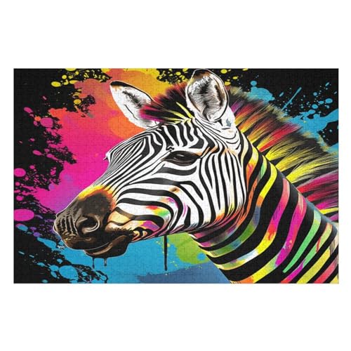 Zebra Puzzle 1000 Teile, Holzpuzzle Für Erwachsene Kinder, Impossible Puzzles, Geschicklichkeitsspiel Für Die Ganze Familie （75×50cm） von LLXXHH