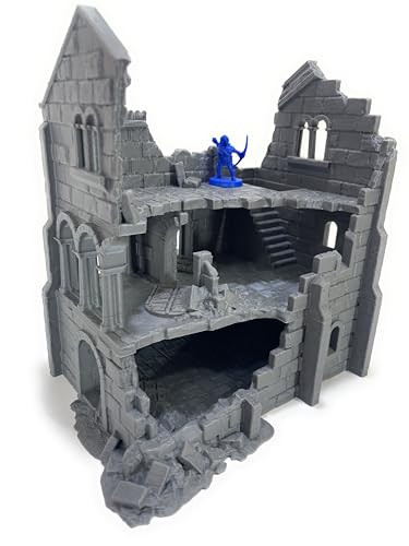 Haus mit 3 zerstörten Pflanzen, Typ Gondor, Fantasie-Szenografie für Wargames und Miniaturen, 28 mm, 3D-Druck, Modell 5 von LM3D
