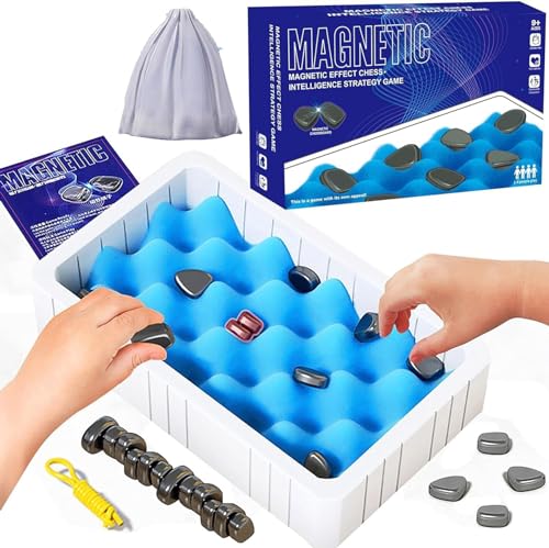 Magnetisches Schachspiel, Magnet Spiel mit Steinen mit 20 magnetischen Schachfiguren, 1 Schwammschachbrett,1 Seil,Lernspielzeug für das Logiktraining,Lustiges TischFamilienspiel für Kinder Erwachsene von LMAZG