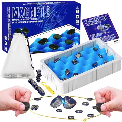 Magnetisches Schachspiel, Tisch Magnetic Schachspiel mit 20 Magnetische Steine, Schnur und Schwammbrett, Tragbares Magnet Schachspiel Lustiges Multiplayer Magnetschach Familienstrategie Magnetspiel von LMAZG