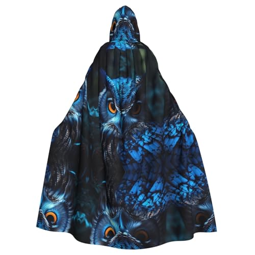 LMNUDS Blaue Eule, Unisex, geheimnisvolle Renaissance, Kapuzenmantel, Umhang, Halloween, Weihnachten, Cosplay, Kostüm, Party, Umhang für Erwachsene von LMNUDS