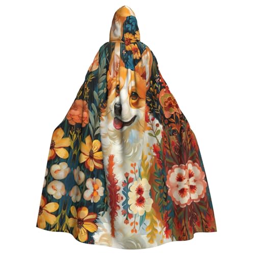 LMNUDS Corgi Umhang mit Kapuze und Blumenmuster, Unisex, geheimnisvolle Renaissance, Halloween, Weihnachten, Cosplay, Kostüm, Party, Umhang für Erwachsene LMNUDS Corgi Umhang mit Kapuze und Blumenmuster, Unisex, geheimnisvolle Renaissance, Halloween, Weihnachten, Cosplay, Kostüm, Party, Umhang für Erwachsene von LMNUDS
