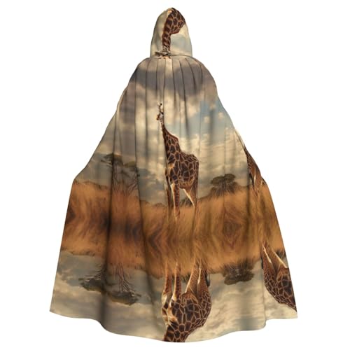 LMNUDS Giraffe Unisex Mysterious Renaissance Hooded Robe Cloak Halloween Christmas Cosplay Costume Party Cape Adult Cloak von LMNUDS
