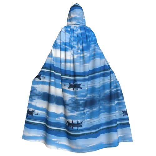 LMNUDS Mountain Lake Boats Unisex Mysterious Renaissance Hooded Robe Cloak Halloween Christmas Cosplay Costume Party Cape Adult Cloak von LMNUDS