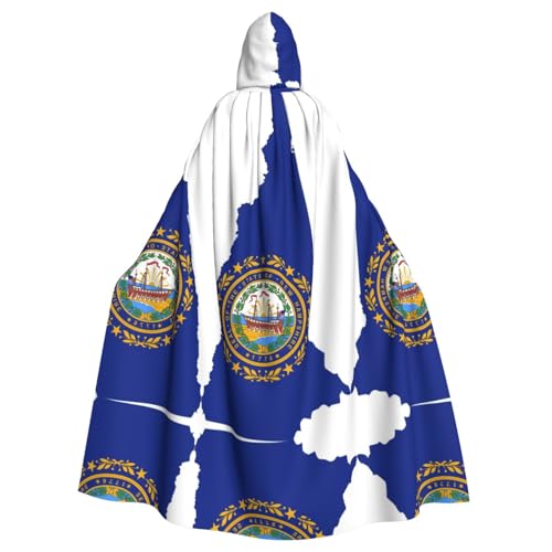 LMNUDS New Hampshire State Flag Map Unisex Mysterious Renaissance Hooded Robe Cloak Halloween Christmas Cosplay Costume Party Cape Adult Cloak von LMNUDS