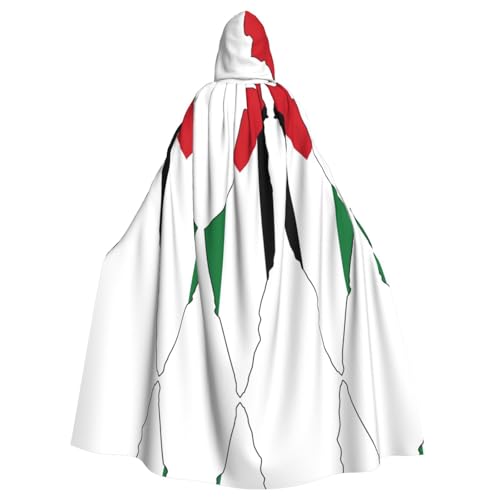 LMNUDS Umhang mit Palästina-Flagge, Unisex, geheimnisvolle Renaissance, Kapuzenmantel, Umhang, Halloween, Weihnachten, Cosplay, Kostüm, Party, Umhang für Erwachsene von LMNUDS