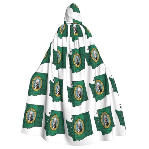LMNUDS Umhang mit Washington-Flagge, Unisex, geheimnisvolle Renaissance, Kapuzenmantel, Umhang, Halloween, Weihnachten, Cosplay, Kostüm, Party, Umhang für Erwachsene von LMNUDS
