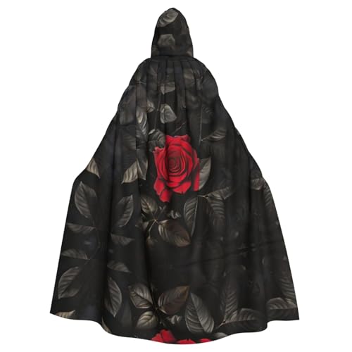 Rote Rose und schwarze Blätter, Unisex, geheimnisvolle Renaissance, Kapuzenmantel, Umhang, Halloween, Weihnachten, Cosplay, Kostüm, Party, Umhang für Erwachsene Rote Rose und schwarze Blätter, Unisex, geheimnisvolle Renaissance, Kapuzenmantel, Umhang, Halloween, Weihnachten, Cosplay, Kostüm, Party, Umhang für Erwachsene von LMNUDS