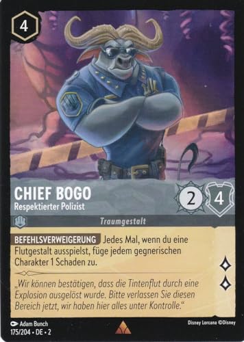 Aufstieg der Flutgestalten - Chief Bogo - Respektierter Polizist - Rare - Deutsch - 175/204 - mit LMS Trading Grußkarte - Disney - Lorcana von LMS Trading