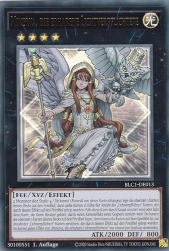 BLC1-DE013 - Minerva, die erhabene Lichtverpflichtete - Ultra Rare - 1. Auflage - DEUTSCH - Battles of Legends: Chapter 1 - mit LMS Trading Fieldcenter-Karte Yugioh von LMS Trading