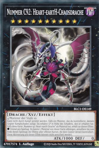 BLC1-DE149 - Nummer C92: Heart-Earth-Chaosdrache - Common - 1. Auflage - DEUTSCH - Battles of Legends: Chapter 1 - mit LMS Trading Fieldcenter-Karte Yugioh von LMS Trading