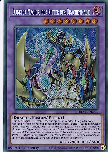 BLMR-DE001 - Dunkler Magier, der Ritter der Drachenmagie - Secret Rare - 1. Auflage - Deutsch - Battles of Legend: Monstrous Revenge - mit LMS Trading Fieldcenter-Karte Yugioh von LMS Trading