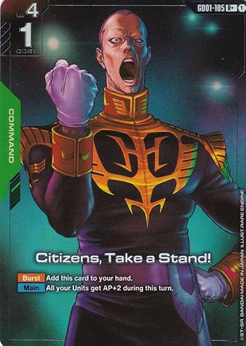 Citizens, Take a Stand! (Alt. Art) - GD01-105 - Rare - Newtype Rising - Gundam TCG - Einzelkarte - Offiziell - Anime - mit LMS-Trading Karte von LMS Trading